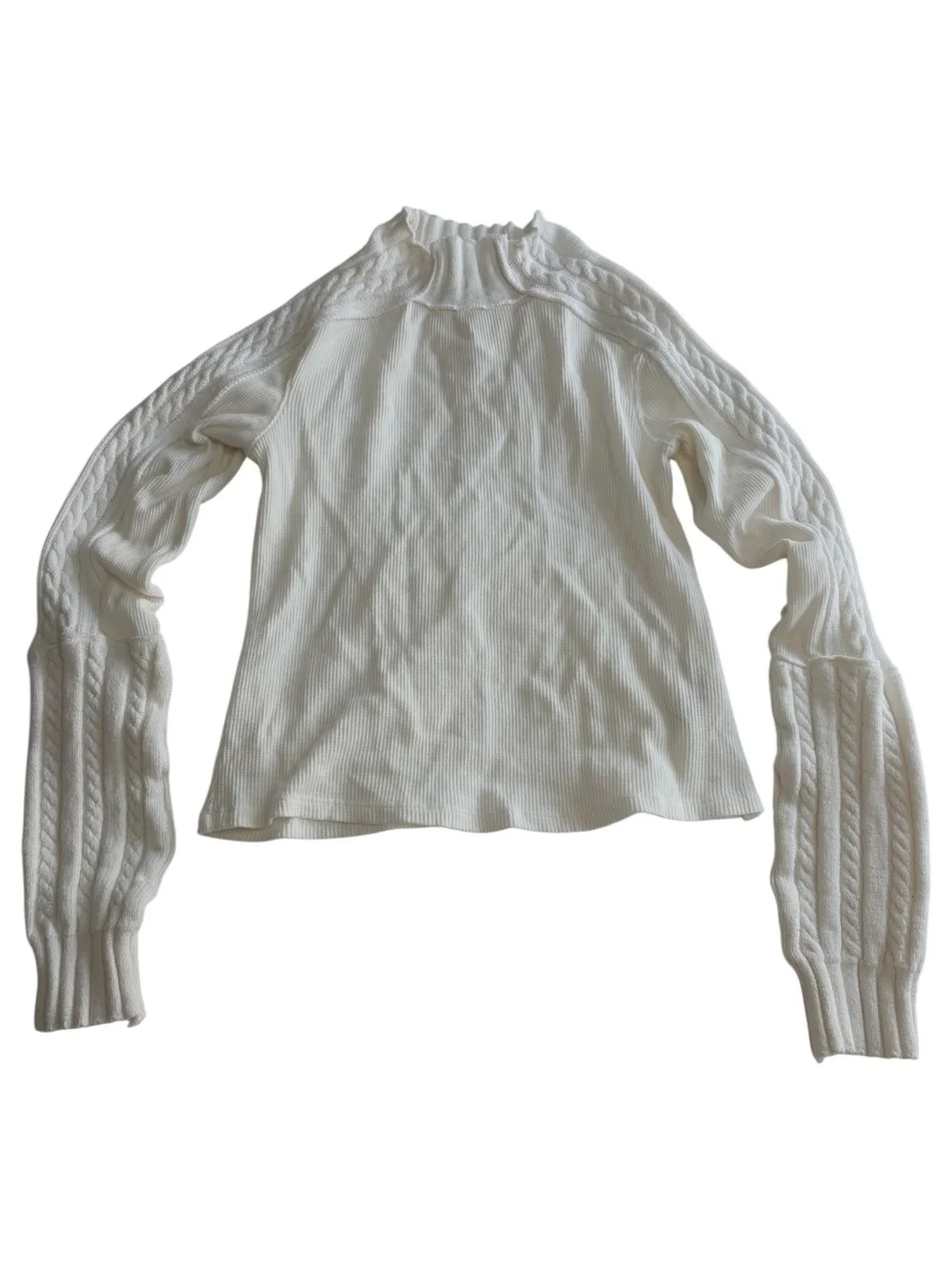 WE THE FREE FREE PEOPLE | Breezy Swit Ribbed Mock Neck Top White Cotton | S